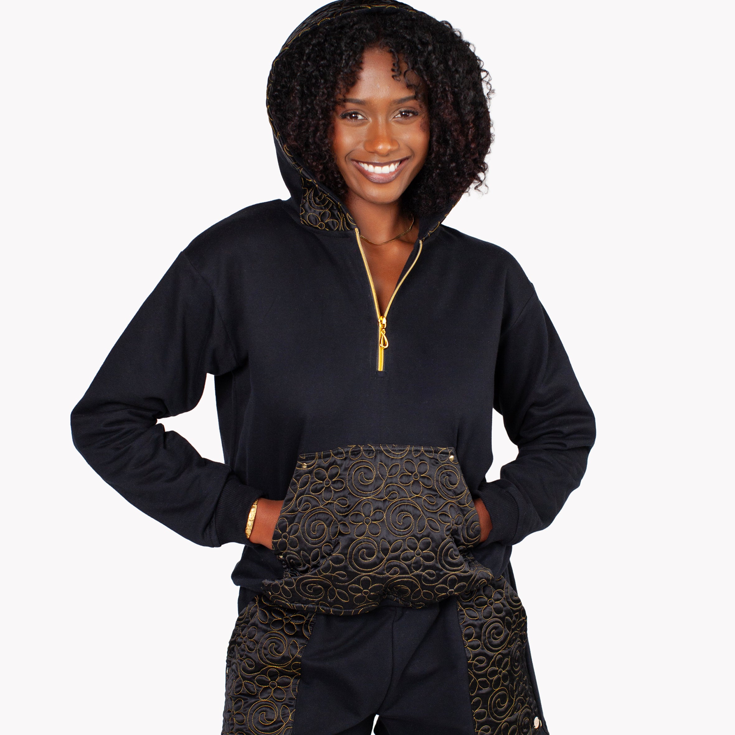 Ladies Silk & Cotton Tracksuit Black