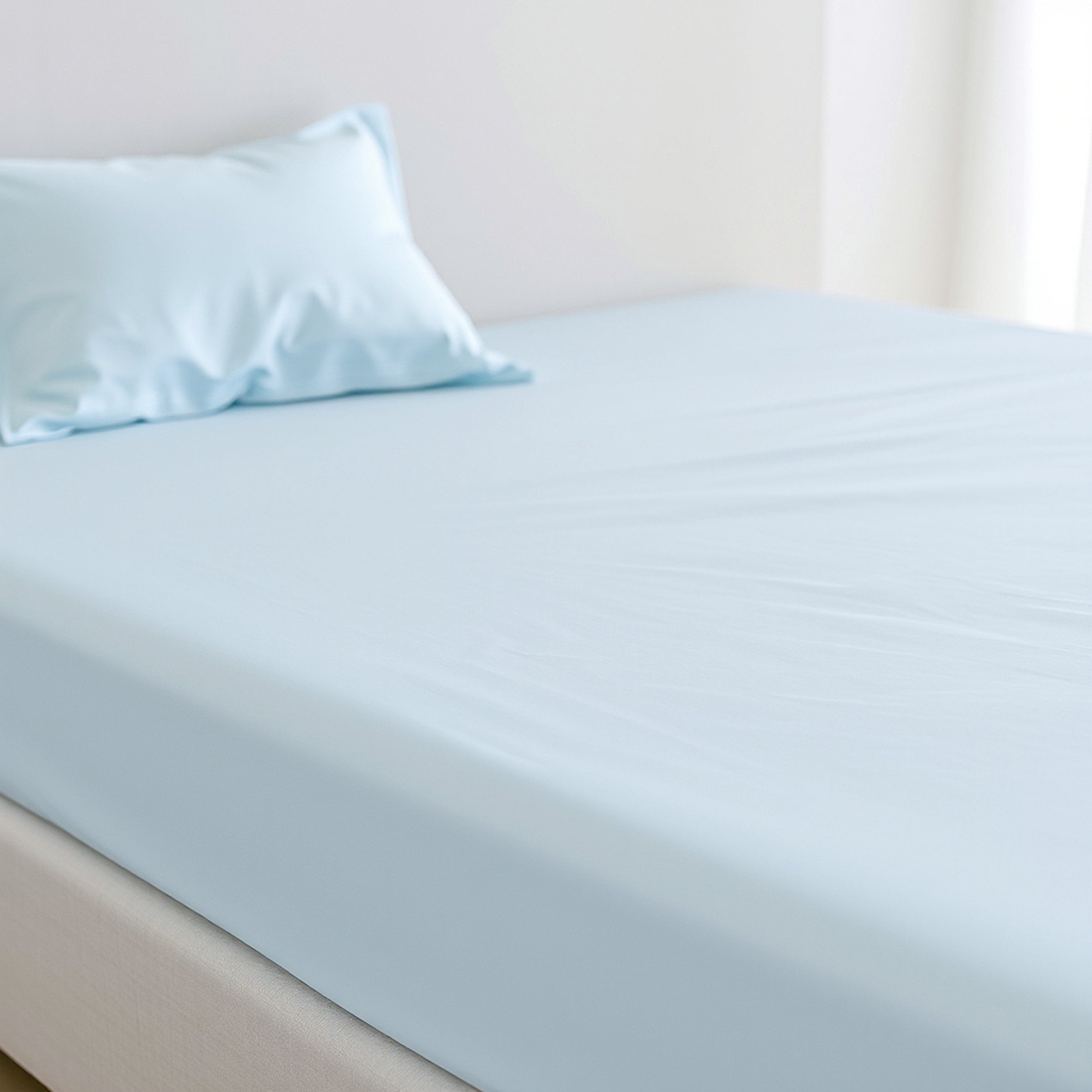 Pure Silk Fitted Sheet - Ice Blue