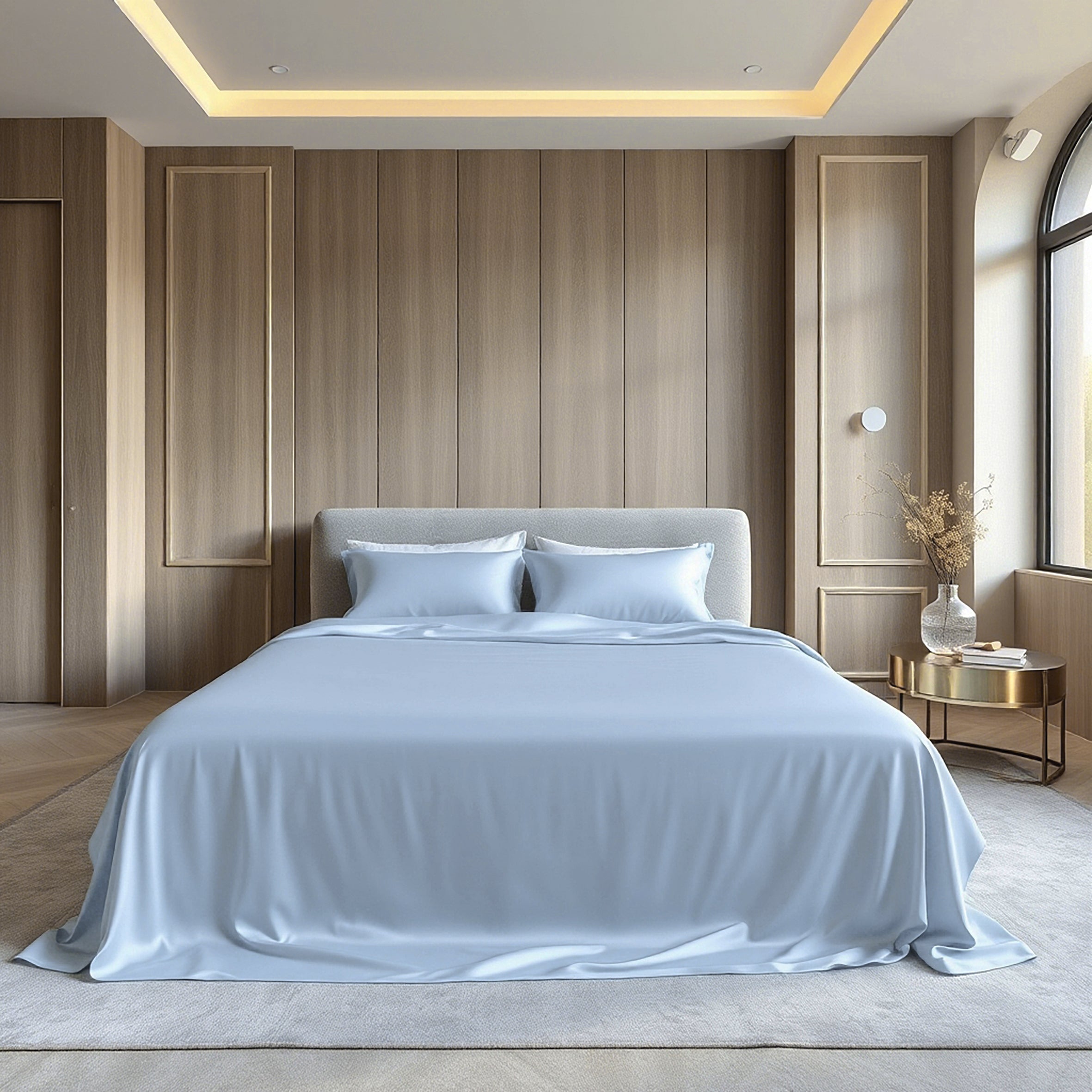 Pure Silk Flat Sheet - Sky Blue