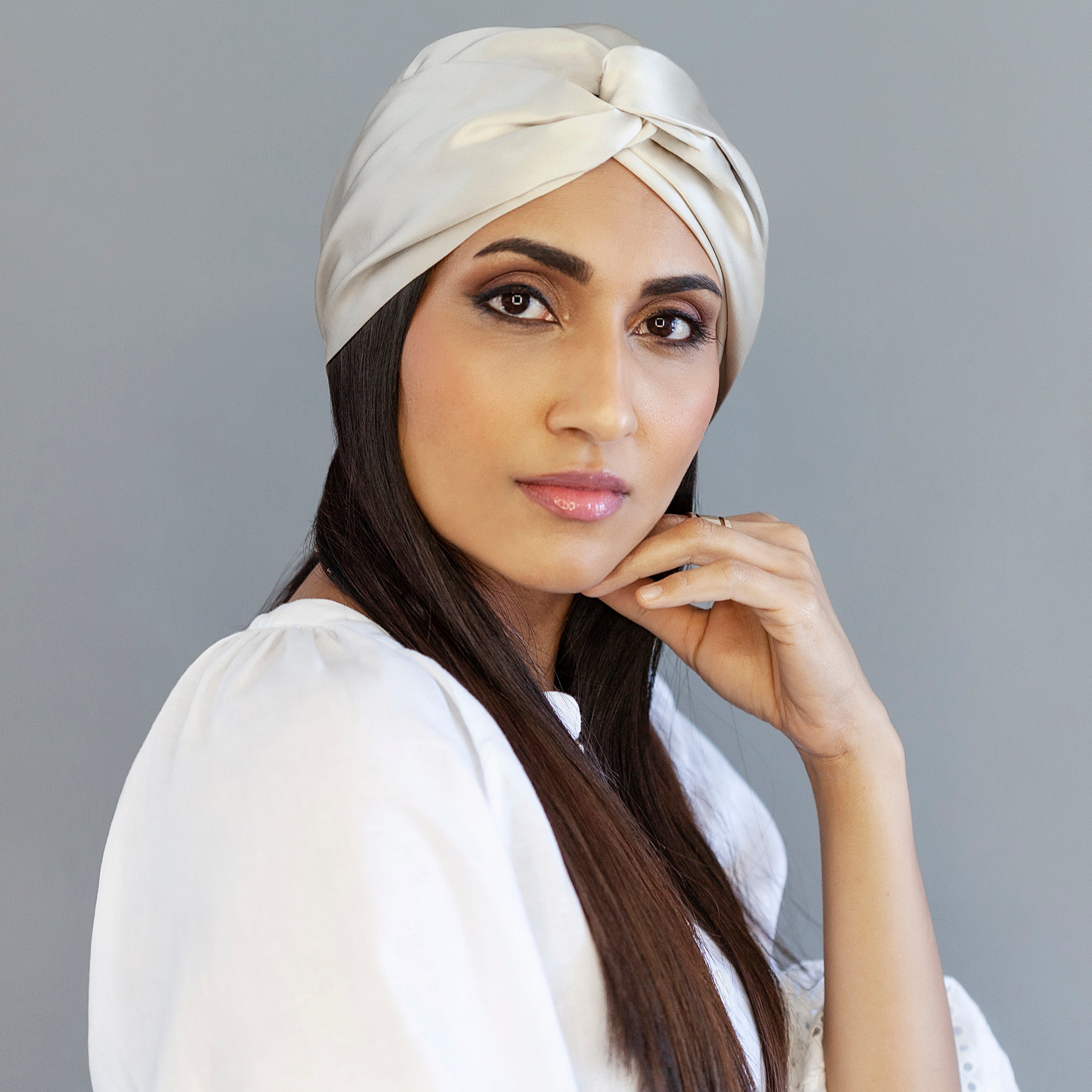 Pure Silk Turban - Champagne