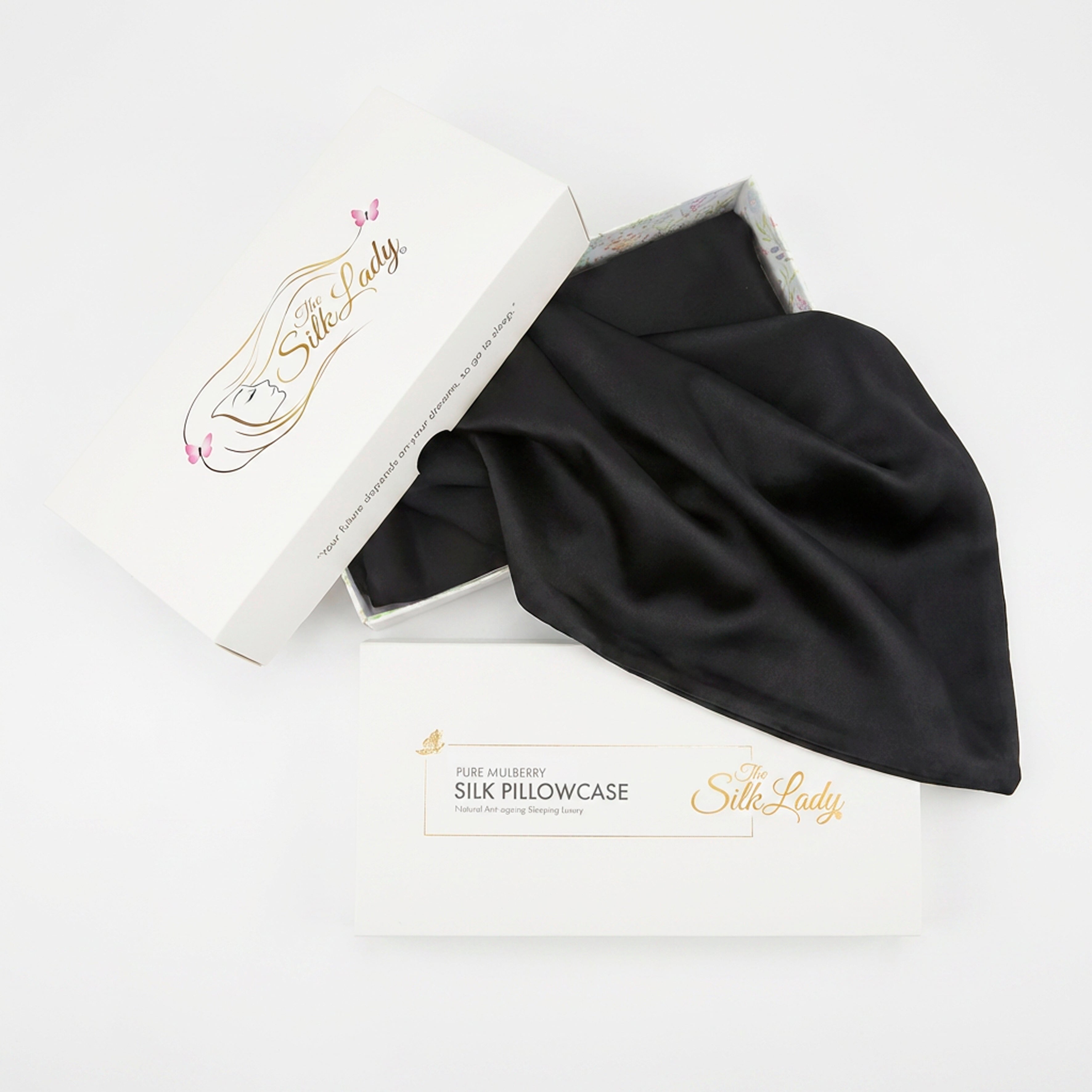 Pure Silk Pillowcase 22 Momme - Moody Black