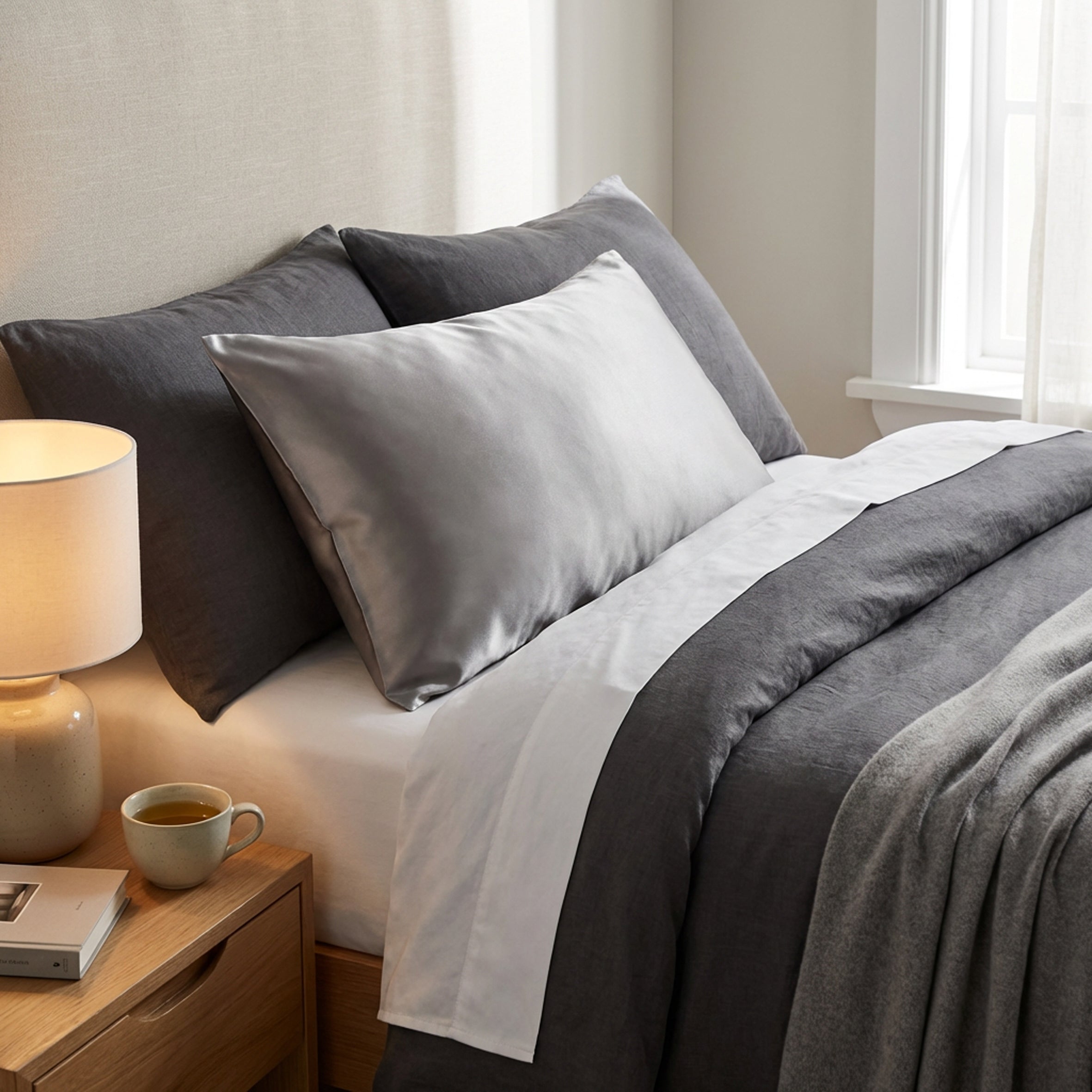 Pure Silk Pillowcase 22 Momme - Dove Grey