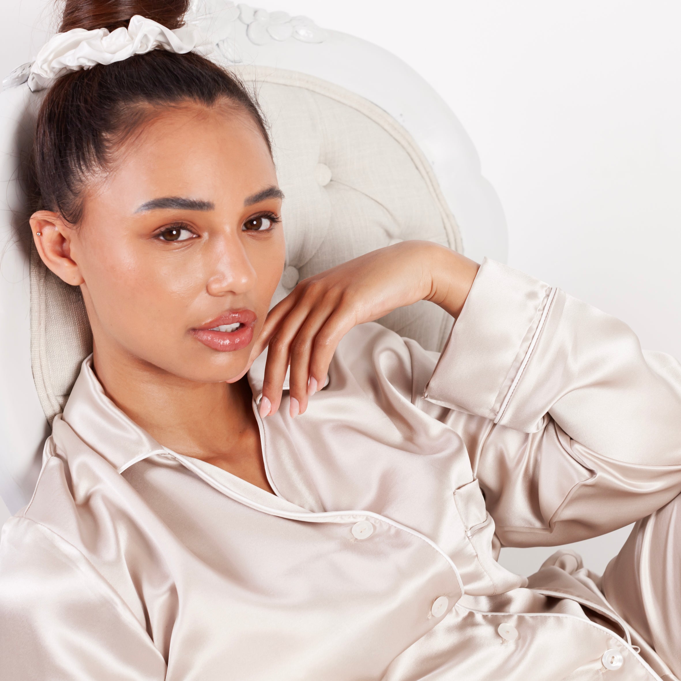 Ladies Sleeping Long PJ's - Champagne