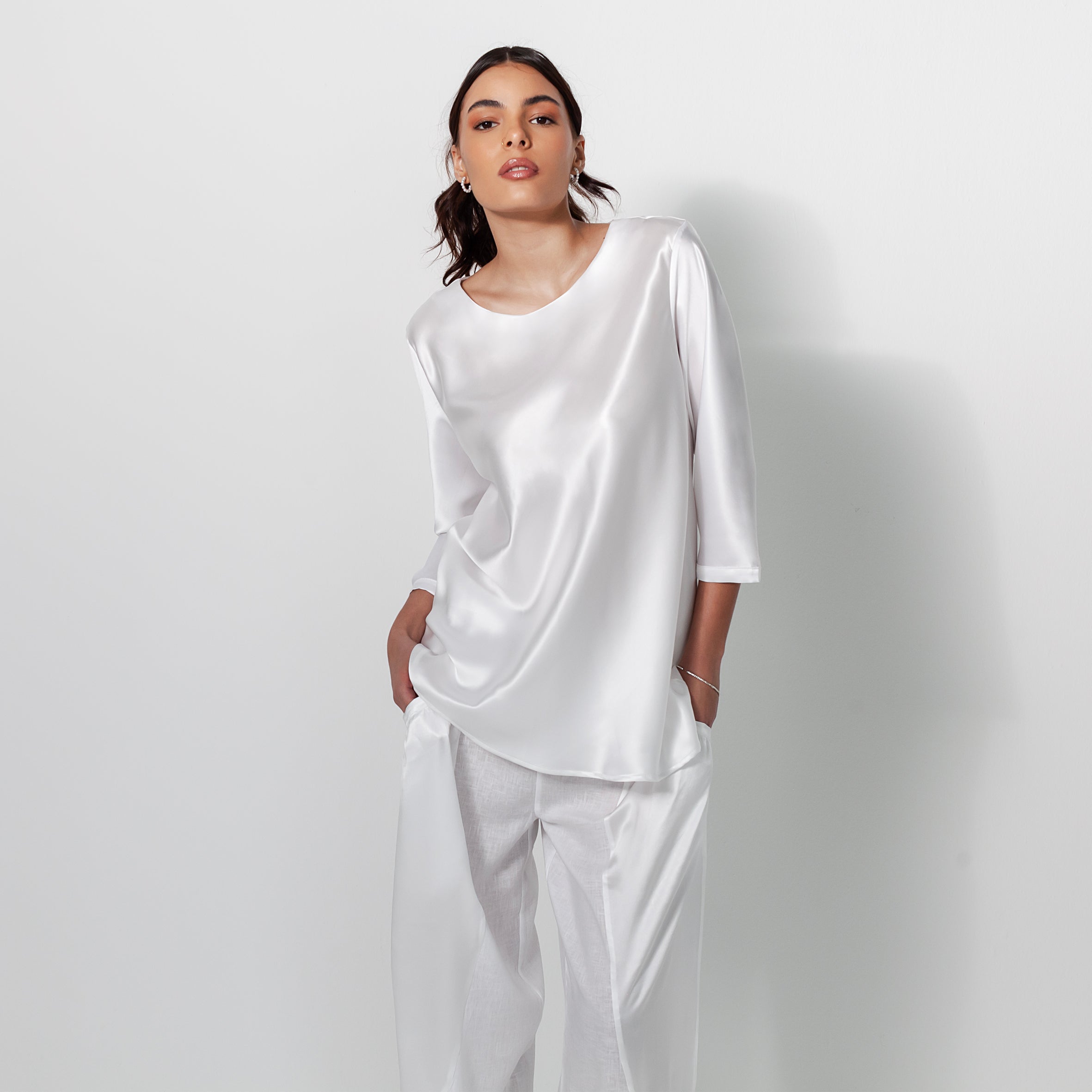 Ladies Silk Blouse - Snow White