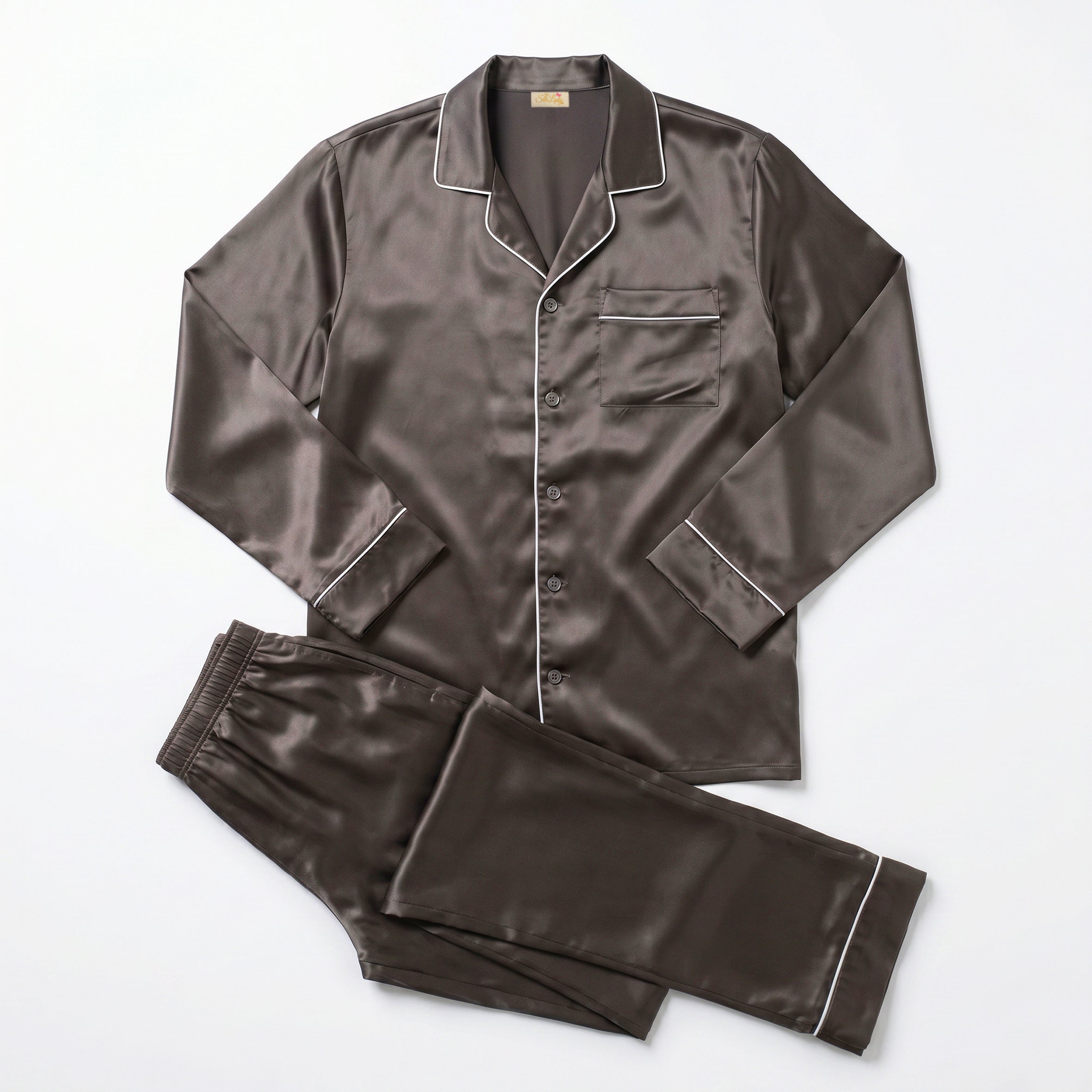 Gentleman Silk Long PJ's - Chocolate