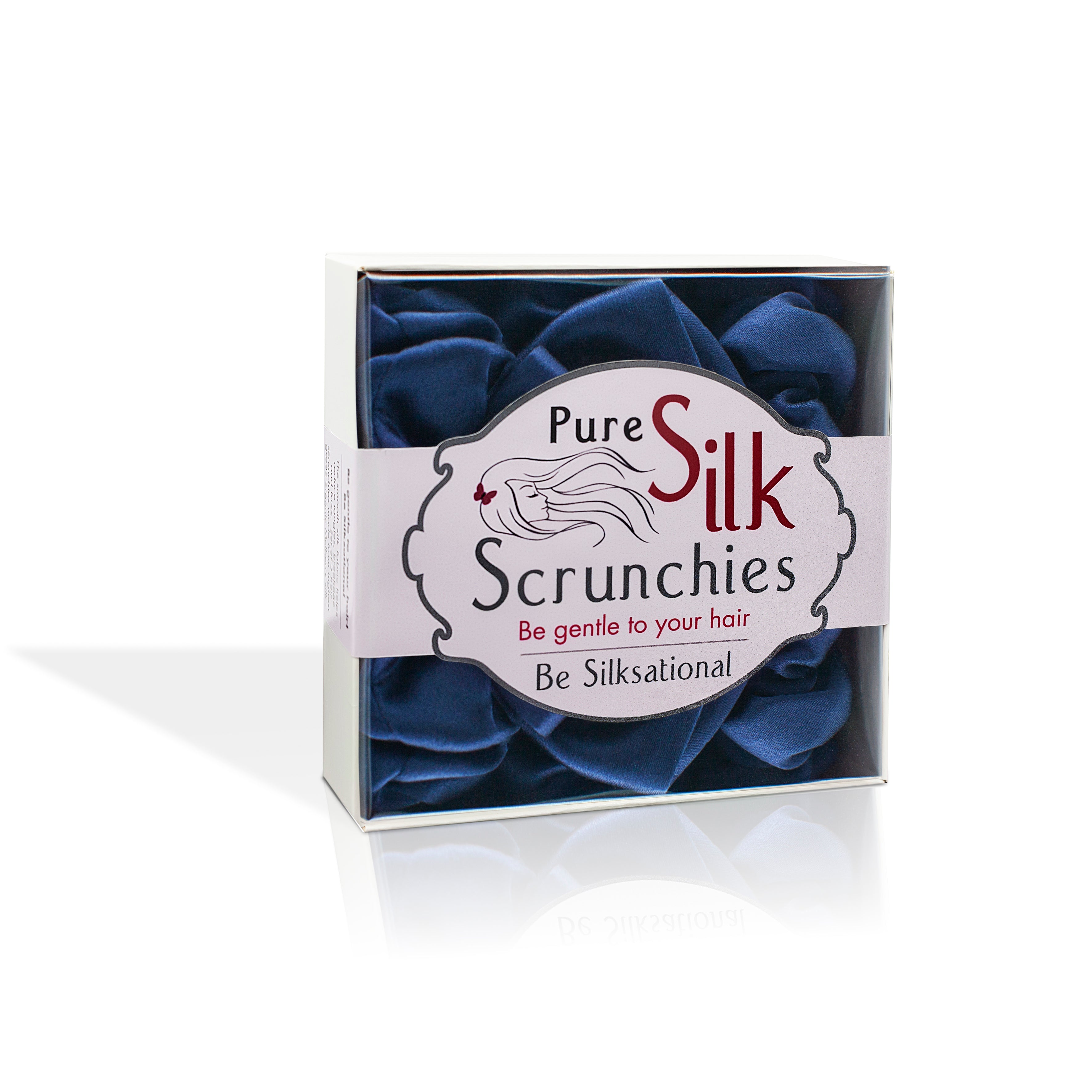 Navy-blue silk scrunchies essential set