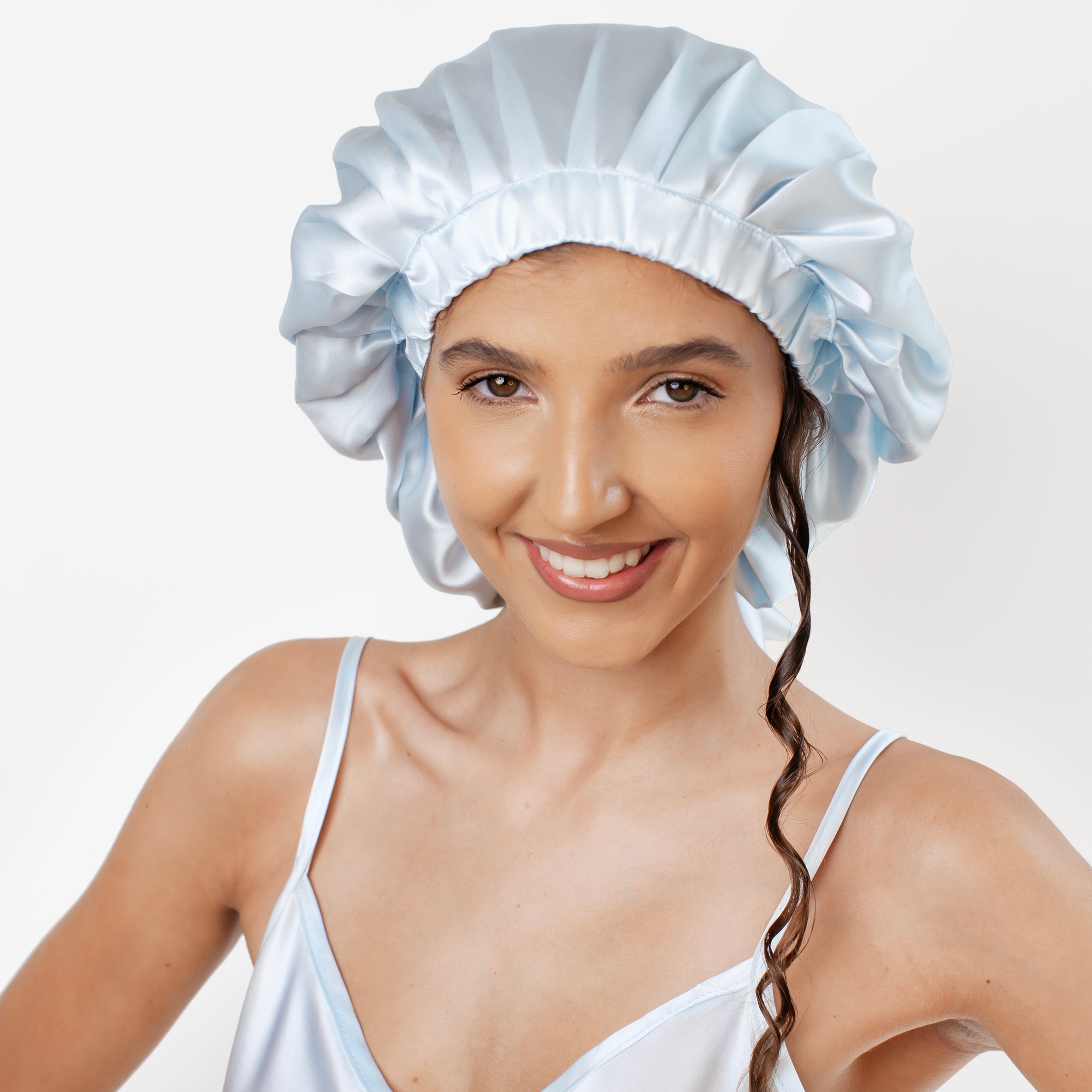 Pure Silk Bonnets Oversized- Ice Blue
