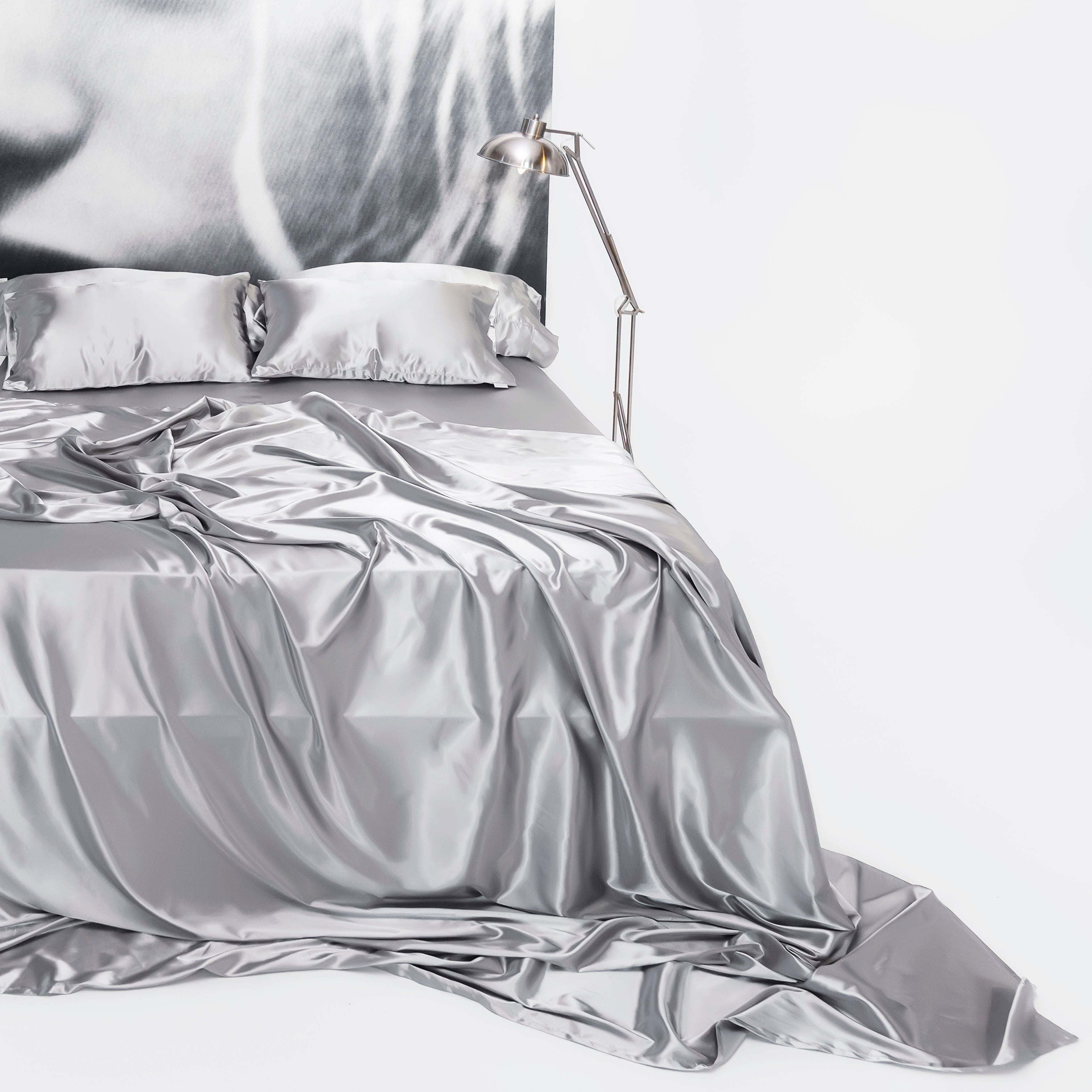 Pure Silk Flat Sheet - Dove Grey