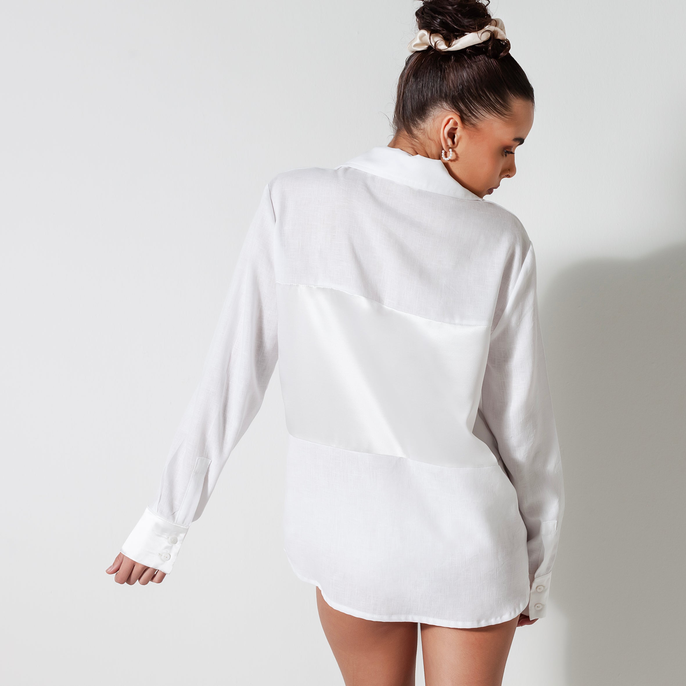 Ladies Silk and Linen Shirt - Snow White