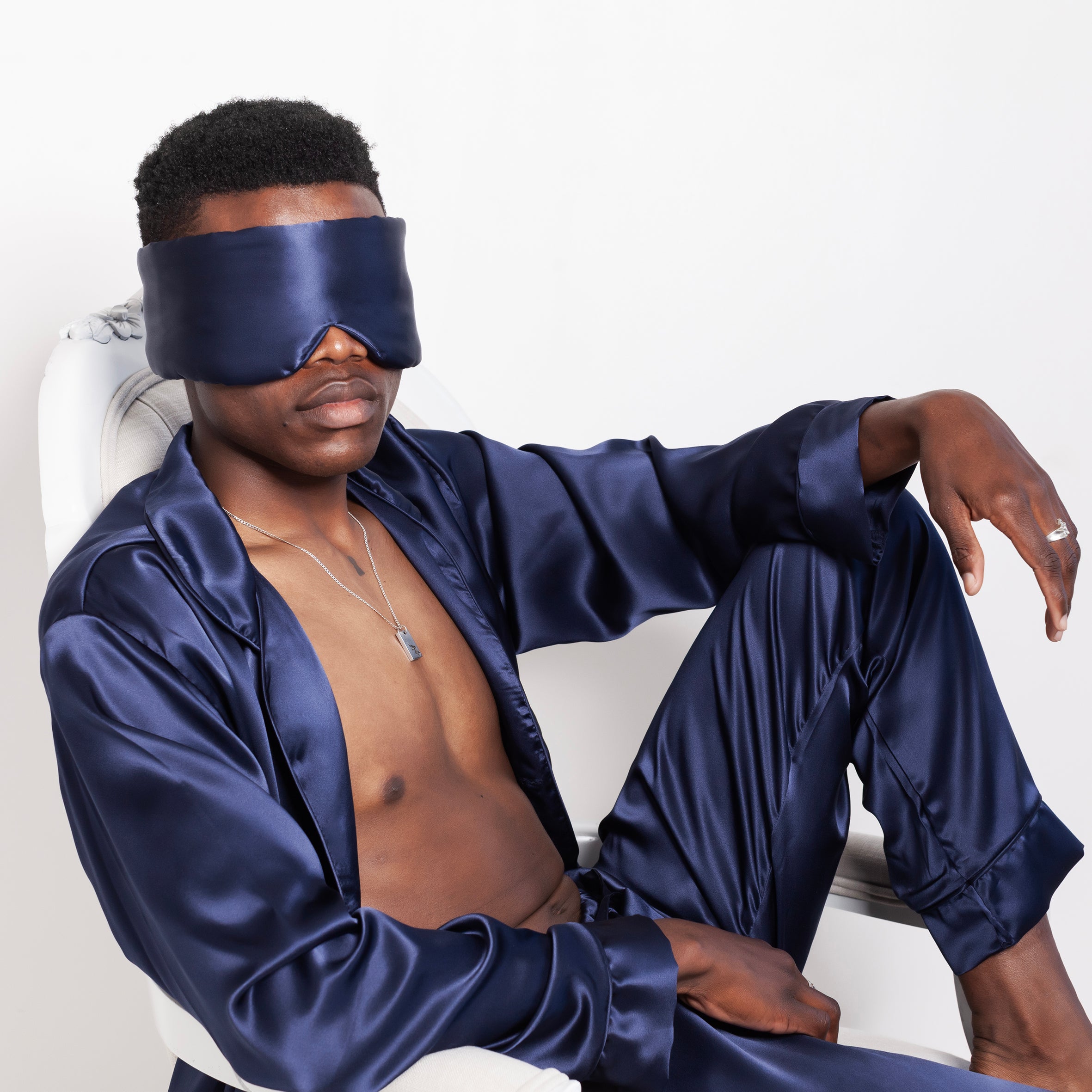 Silk Padded Sleeping Masks - Navy Blue