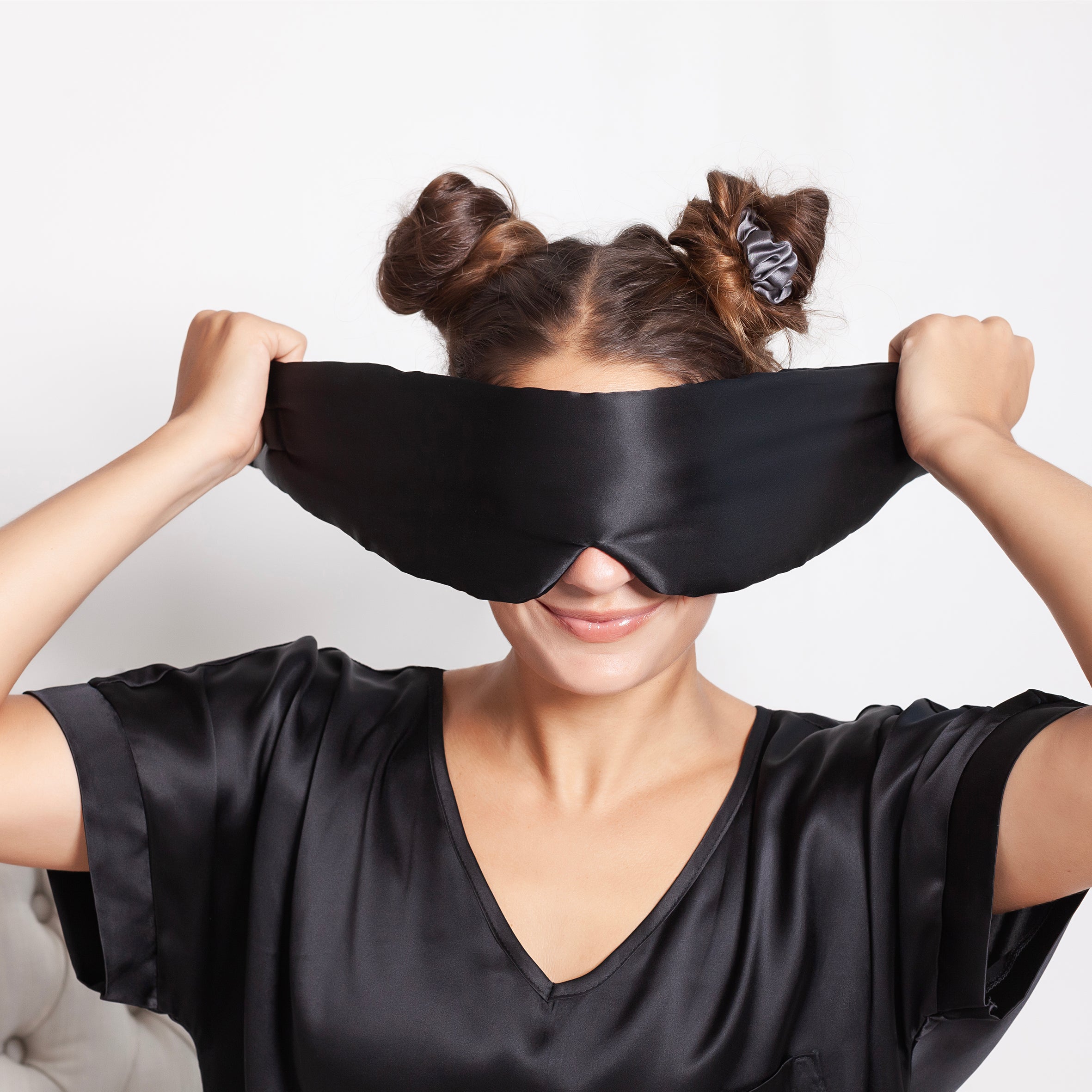 Silk Padded Sleeping Masks - Moody Black