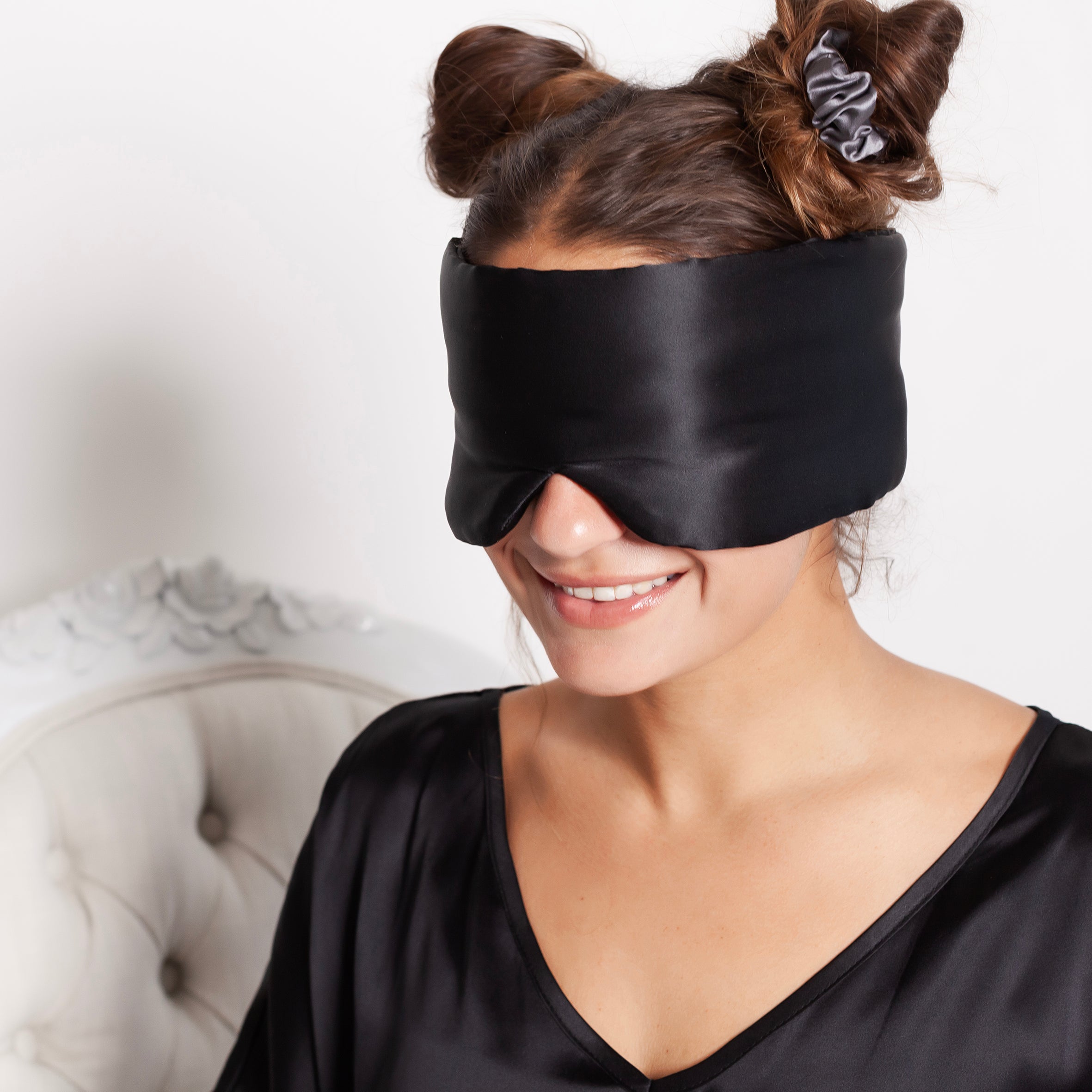 Silk Padded Sleeping Masks - Moody Black