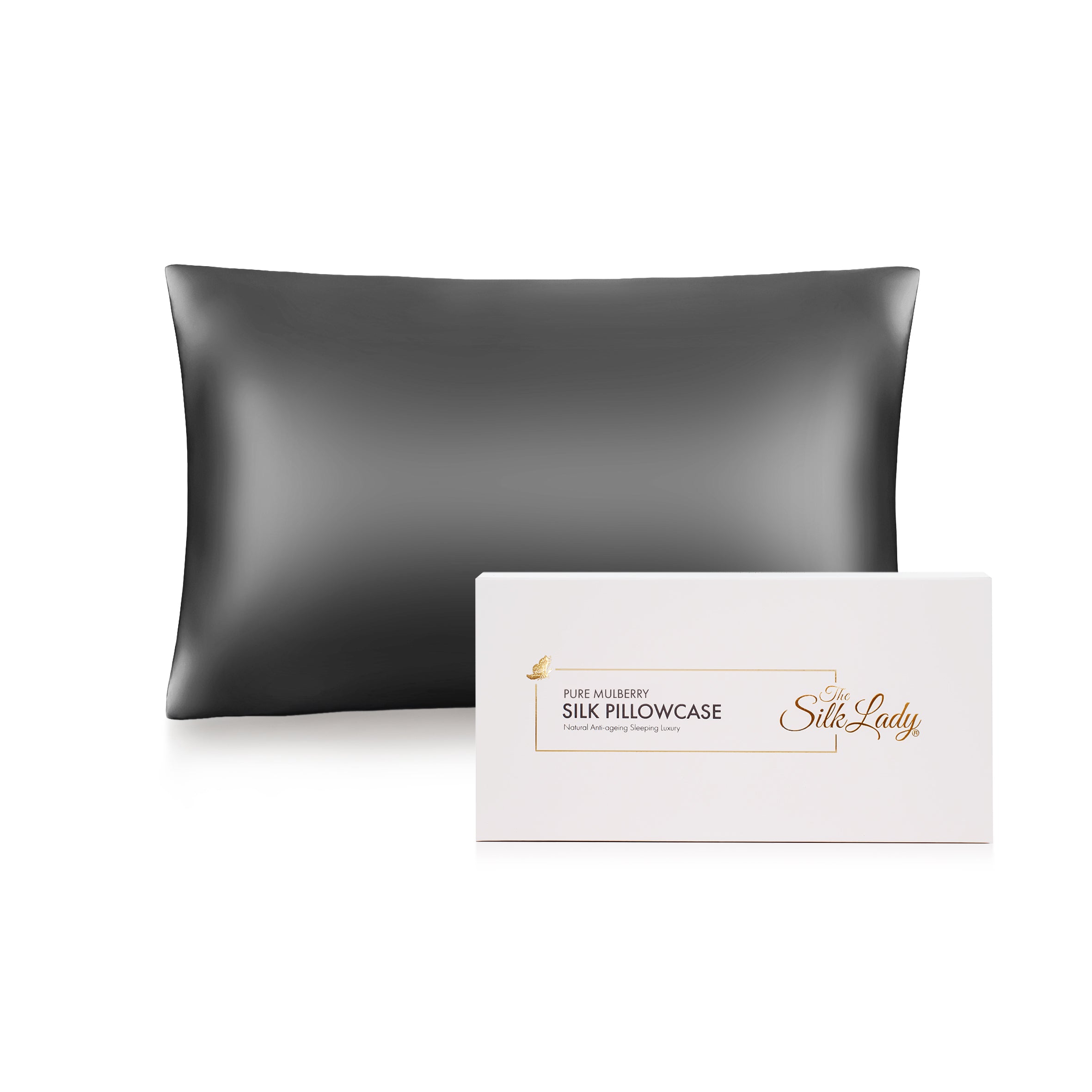 Pure Silk Pillowcase Charcoal Grey