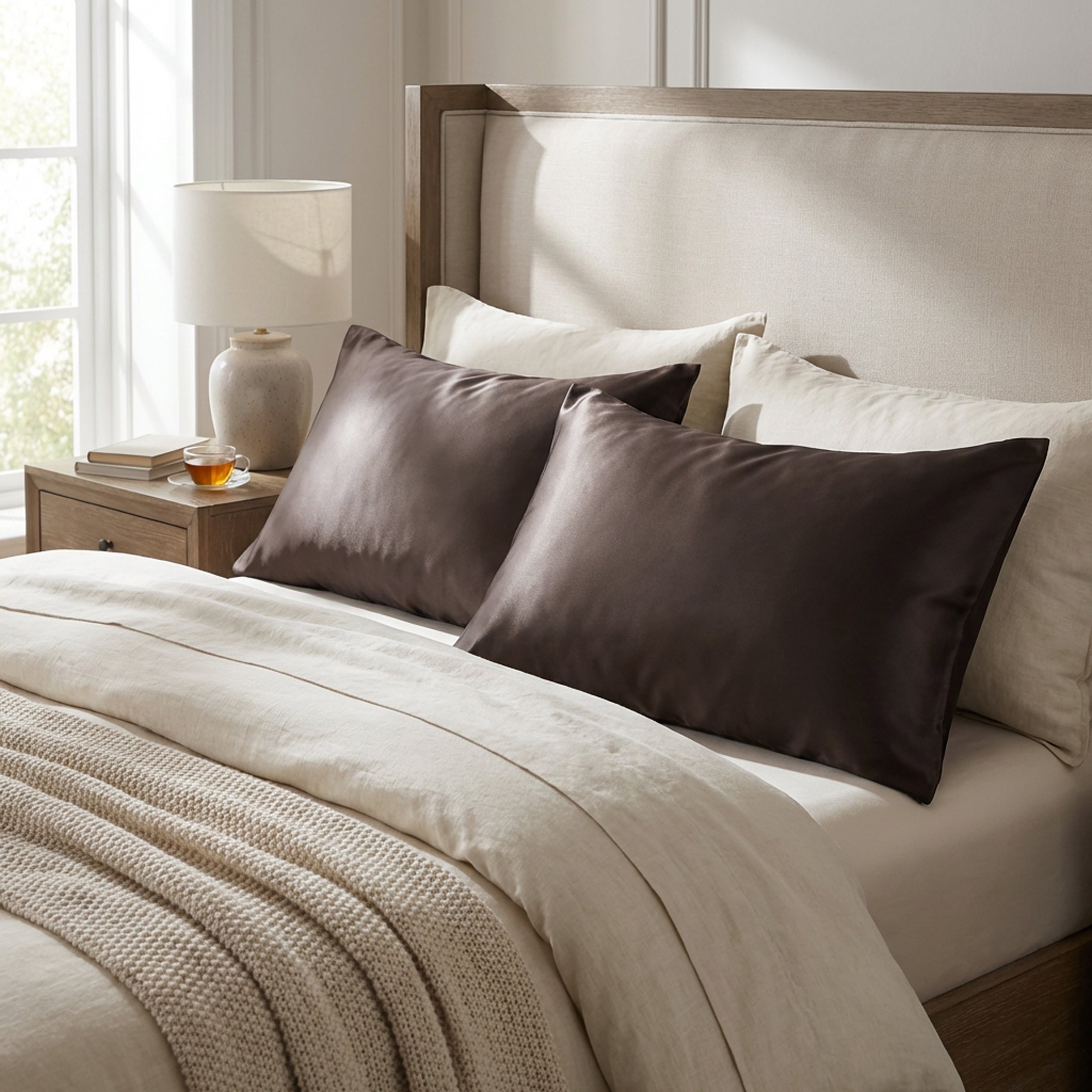 Pure Silk Pillowcase 22 Momme - Chocolate