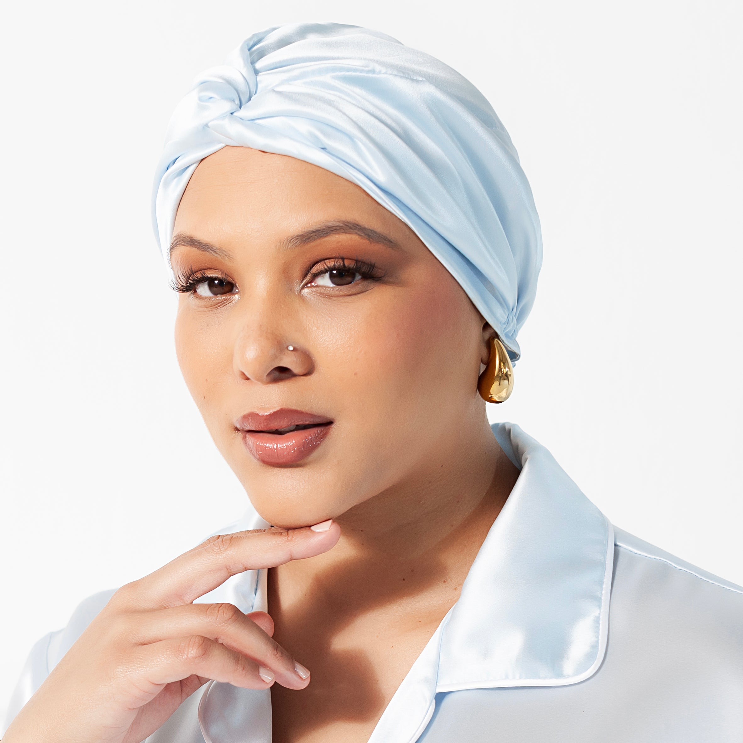 Pure Silk Turban - Ice Blue