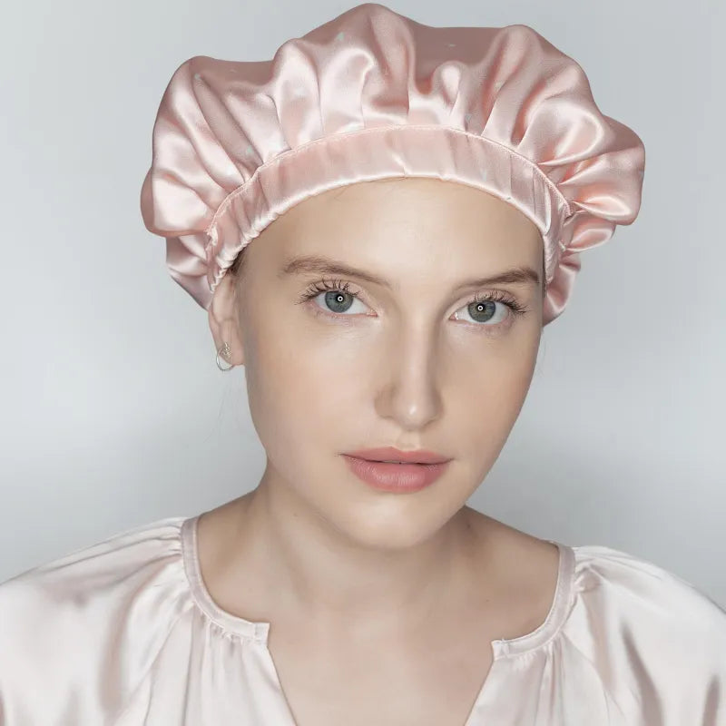 Pure Silk Bonnets - Pink Hearts